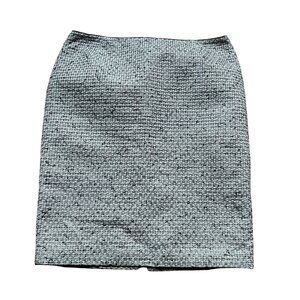Lafayette 148 New York Size 14 Black Beige Tweed Straight Pencil Mini Skirt